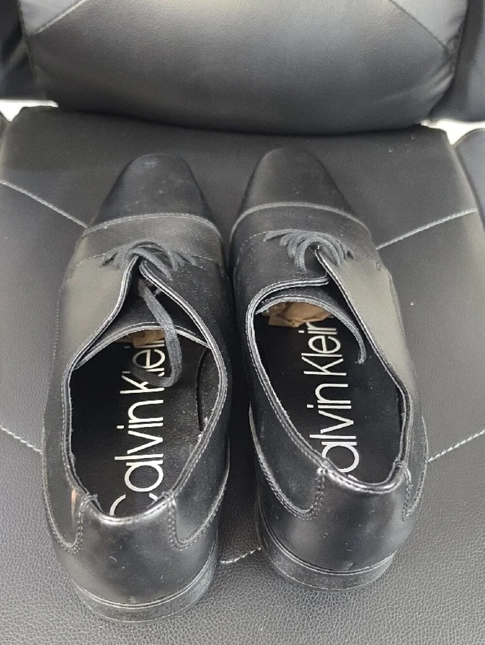 Calvin Klein Black Cap-Toe Derby Dress Shoes